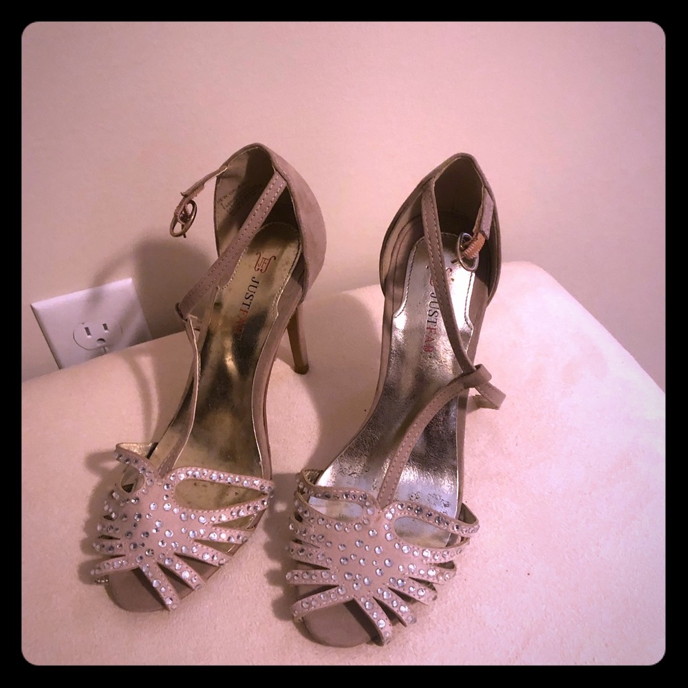 Pastel pink open toe heels